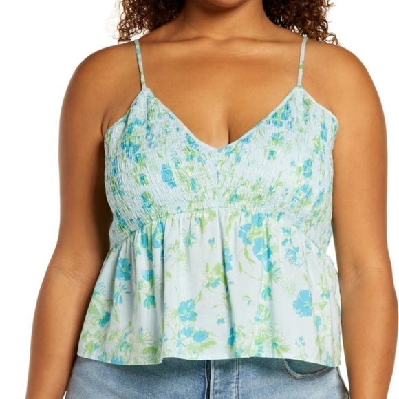 BP. Floral Smocked Crop Camisole - Picture 1 of 6
